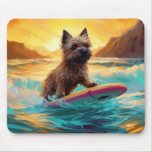 Alfombrilla De Ratón Pintura de Cairn Terrier Beach Surfing