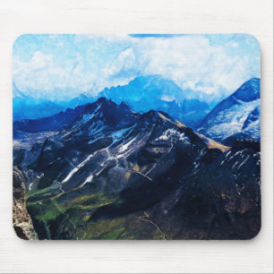 Alfombrilla De Ratón Pintura de carbón vegetal - Montañas Dolomitas e