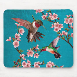 Alfombrilla De Ratón Pintura de colibrí estilo vintage