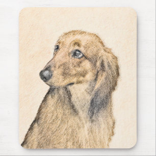 Alfombrilla De Ratón Pintura de Dachshund (de cabello largo) - Arte Per