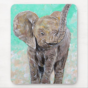 Alfombrilla De Ratón Pintura de elefante bebé