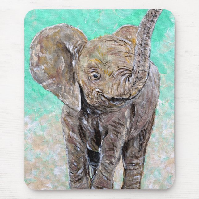 Alfombrilla De Ratón Pintura de elefante bebé (Frente)