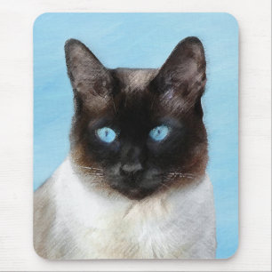 Alfombrilla De Ratón Pintura de gatos siamesa - Arte de gatos original