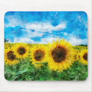 Alfombrilla De Ratón Pintura de girasoles