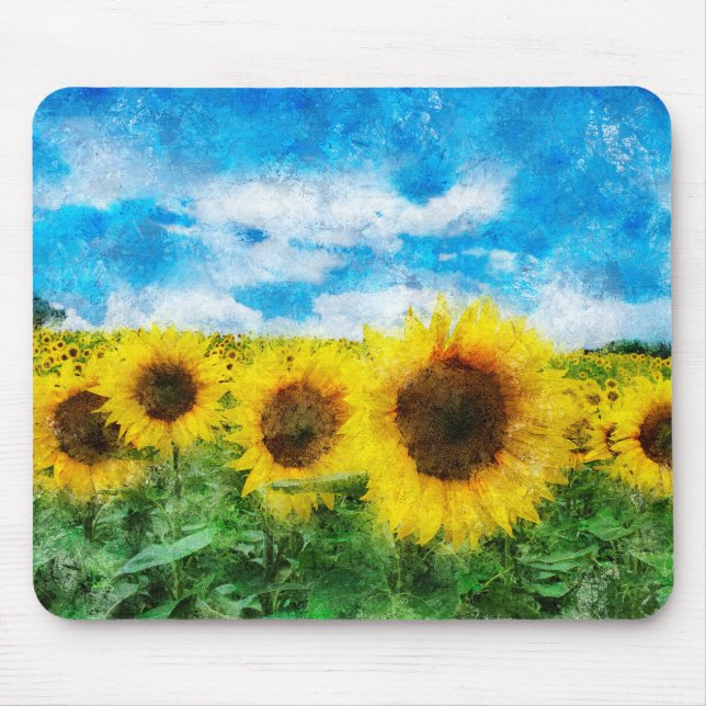 Alfombrilla De Ratón Pintura de girasoles (Frente)