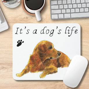 Alfombrilla De Ratón Pintura de Golden Retriever Perros Vida Frase Dive