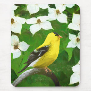 Alfombrilla De Ratón Pintura de Goldfinch - Arte de Perro Original.