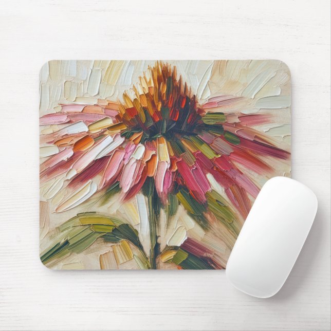 Alfombrilla De Ratón Pintura de Impasto de Flor de Cono (Con ratón)