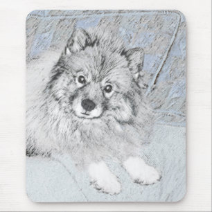 Alfombrilla De Ratón Pintura de Keeshond Beth - Arte de Perro Original.