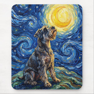 Alfombrilla De Ratón Pintura de la noche estrellada de Schnauzer