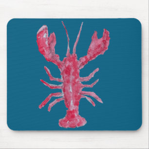 Alfombrilla De Ratón Pintura de langosta náutica costera