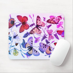 Alfombrilla De Ratón Pintura de mariposa púrpura y polilla vintage