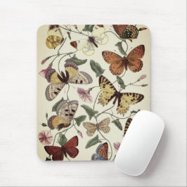 Alfombrilla De Ratón Pintura de mariposa y polilla de estilo vintage