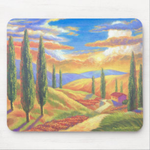 Alfombrilla De Ratón Pintura de paisaje de Toscana - multi