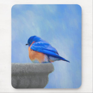 Alfombrilla De Ratón Pintura de pájaro azul - Arte original de aves