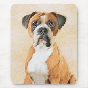 Alfombrilla De Ratón Pintura De Perro Boxer Sin Recortar Arte Animal Or