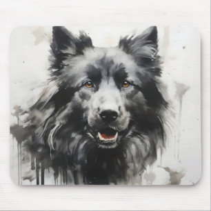 Alfombrilla De Ratón Pintura de perro con tinta