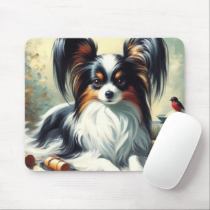 Alfombrilla De Ratón Pintura de perro de Papillon de época