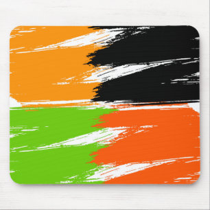 Alfombrilla De Ratón Pintura de pincel blanco verde naranja