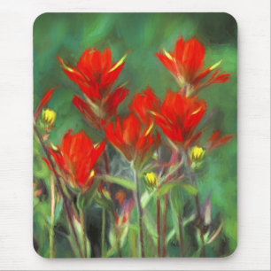 Alfombrilla De Ratón Pintura de pincel indio - Arte de flores original