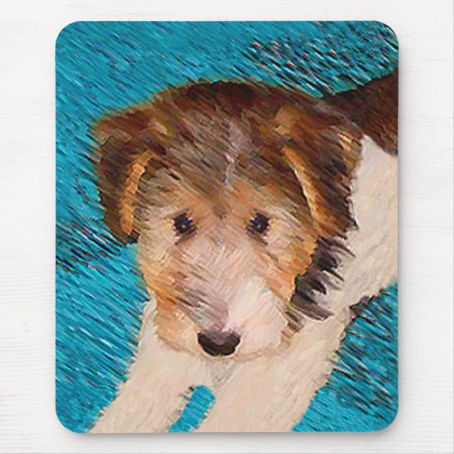 Alfombrilla De Ratón Pintura de pipa de Fox Terrier - Arte Perro Origin (Frente)