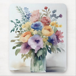 Alfombrilla De Ratón Pintura de ramo floral en acuarela