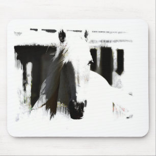 Alfombrilla De Ratón Pintura de Stallion blanco