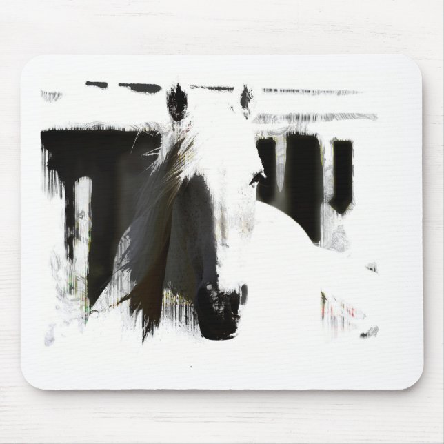 Alfombrilla De Ratón Pintura de Stallion blanco (Frente)