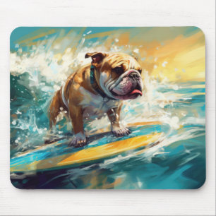 Alfombrilla De Ratón Pintura de surf de la playa Bulldog