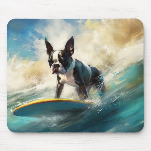 Alfombrilla De Ratón Pintura de surf en Boston Terrier Beach (Frente)