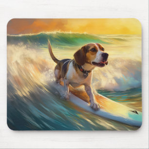 Alfombrilla De Ratón Pintura de surf en la playa Beagle