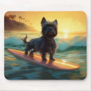 Alfombrilla De Ratón Pintura de surf en la playa de Affenpinscher
