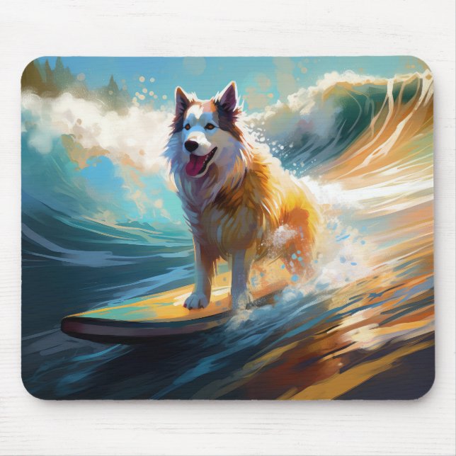 Alfombrilla De Ratón Pintura de surf en la playa de Malamute en Alaska (Frente)