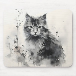 Alfombrilla De Ratón Pintura de tinta de gatito