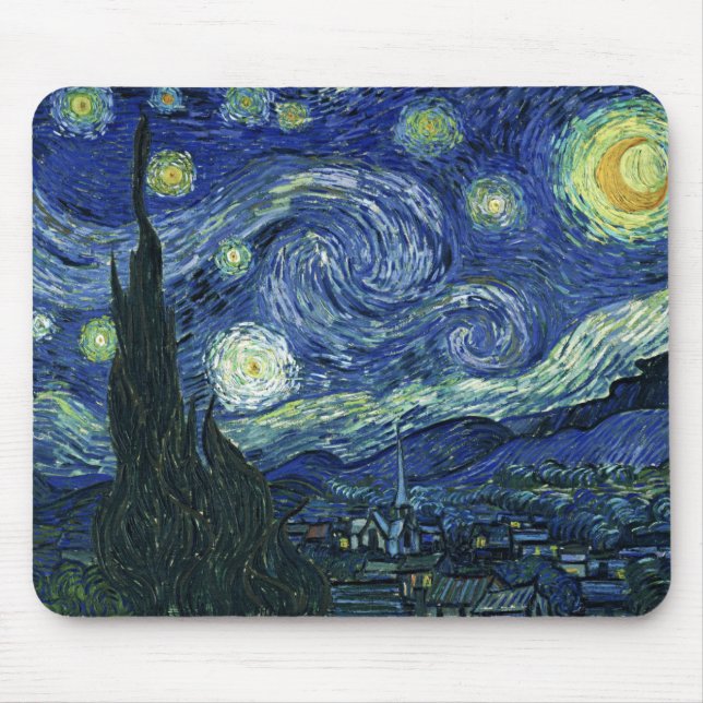 Alfombrilla De Ratón Pintura del Bella Artes de Starry Night Vincent va (Frente)