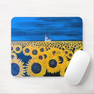 Alfombrilla De Ratón Pintura del Campo de Girasoles por Alfred Fox