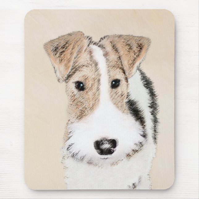 Alfombrilla De Ratón Pintura del fox terrier del alambre - arte (Frente)
