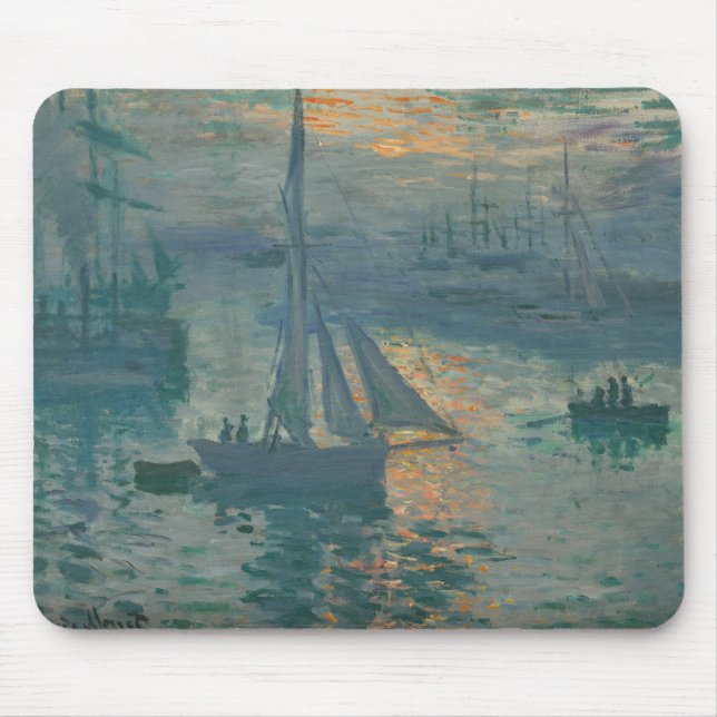 Alfombrilla De Ratón Pintura del Impresionismo Marítimo Monet Sunrise (Frente)