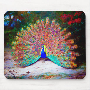 Alfombrilla De Ratón Pintura del pavo real del vintage