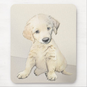Alfombrilla De Ratón Pintura del perrito del golden retriever - arte