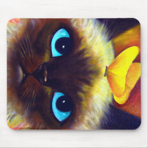 Alfombrilla De Ratón Pintura felina del gato siamés - Mousepad