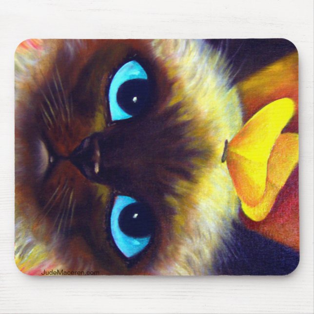 Alfombrilla De Ratón Pintura felina del gato siamés - Mousepad (Frente)