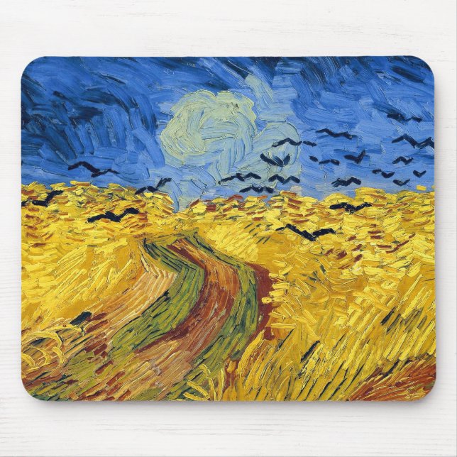 Alfombrilla De Ratón Pintura impresionista de Van Gogh Wheat Fields (Frente)