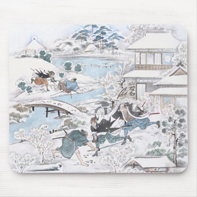 Alfombrilla De Ratón Pintura japonesa del samurai que lucha de 47 Ronin (Frente)