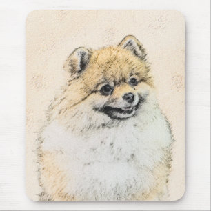 Alfombrilla De Ratón Pintura Pomerania (Naranja) - Arte Perro Original