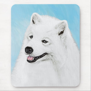 Alfombrilla De Ratón Pintura Samoyed - Arte Perro Original Cuto