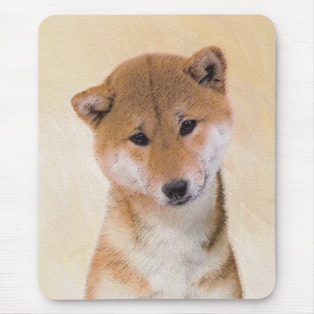 Alfombrilla De Ratón Pintura Shiba Inu (roja) - Arte Perro Original (Frente)