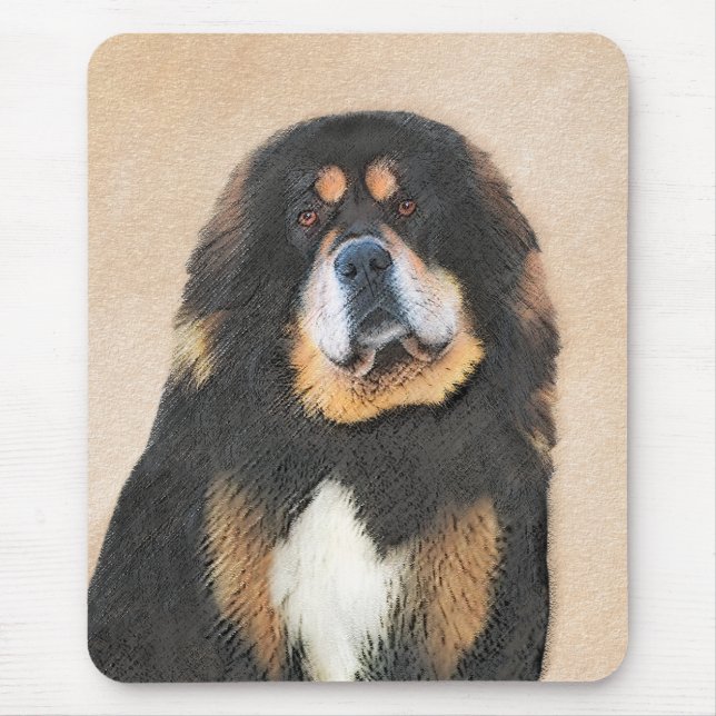 Alfombrilla De Ratón Pintura tibetana de escaramuzas - Arte de perros o (Frente)