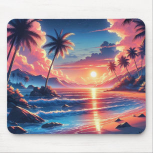 Alfombrilla De Ratón Pintura tropical de la playa de Sunset Beach