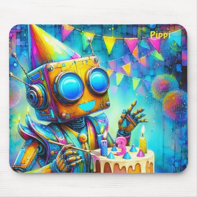 Alfombrilla De Ratón PIPPI ~ Robot ~ 3 años ~ (Frente)